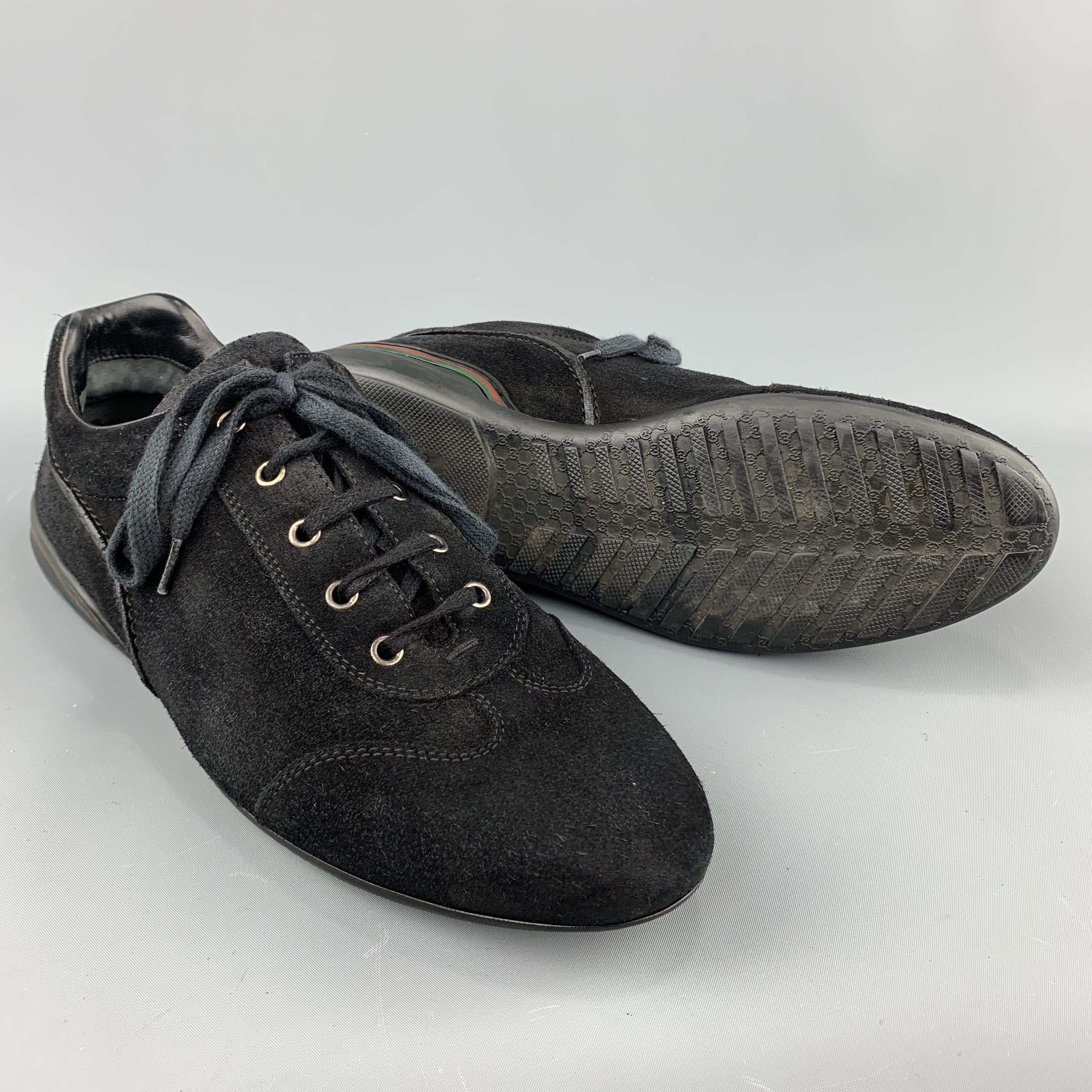 GUCCI Size 10.5 Black Suede Lace Up Rubber Sole Sneakers In Good Condition In San Francisco, CA