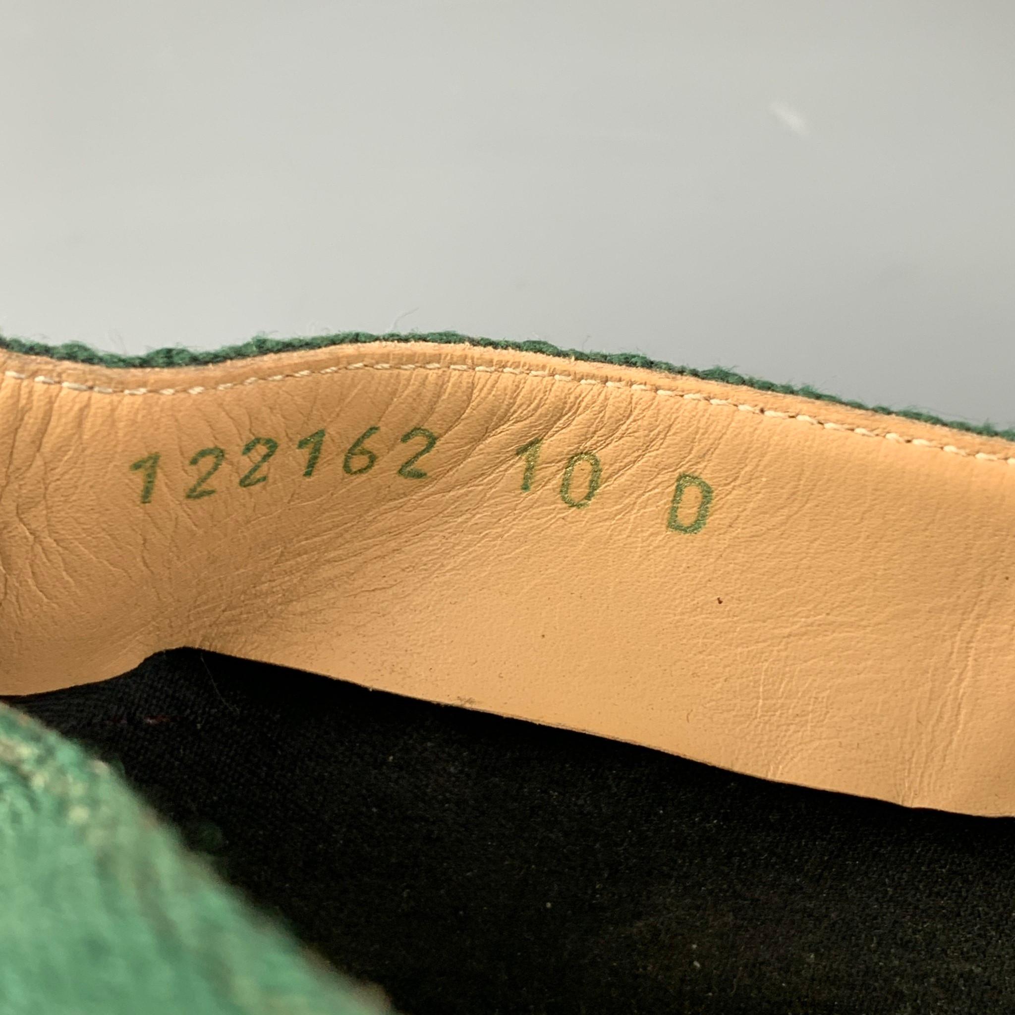 GUCCI Size 10.5 Green Red Stripe Canvas Espadrille Loafers In Good Condition In San Francisco, CA