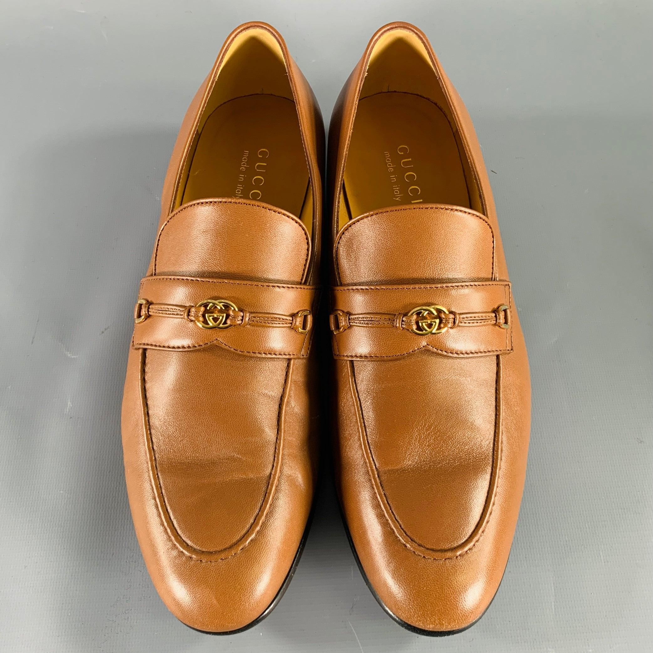 GUCCI Taglia 10,5 Pelle Tan Slip On Gucci In condizioni buone a San Francisco, CA