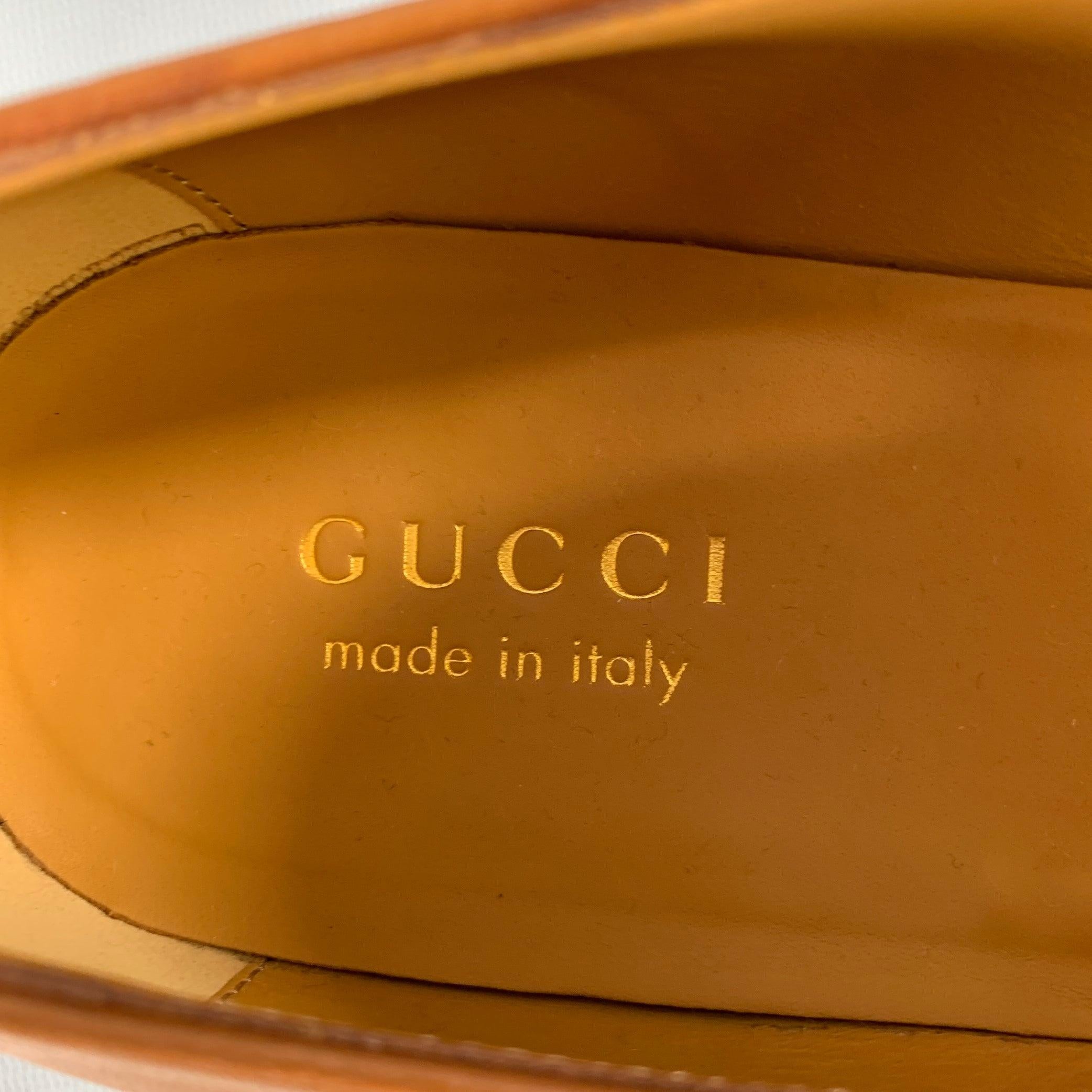 GUCCI Taglia 10,5 Pelle Tan Slip On Gucci 2