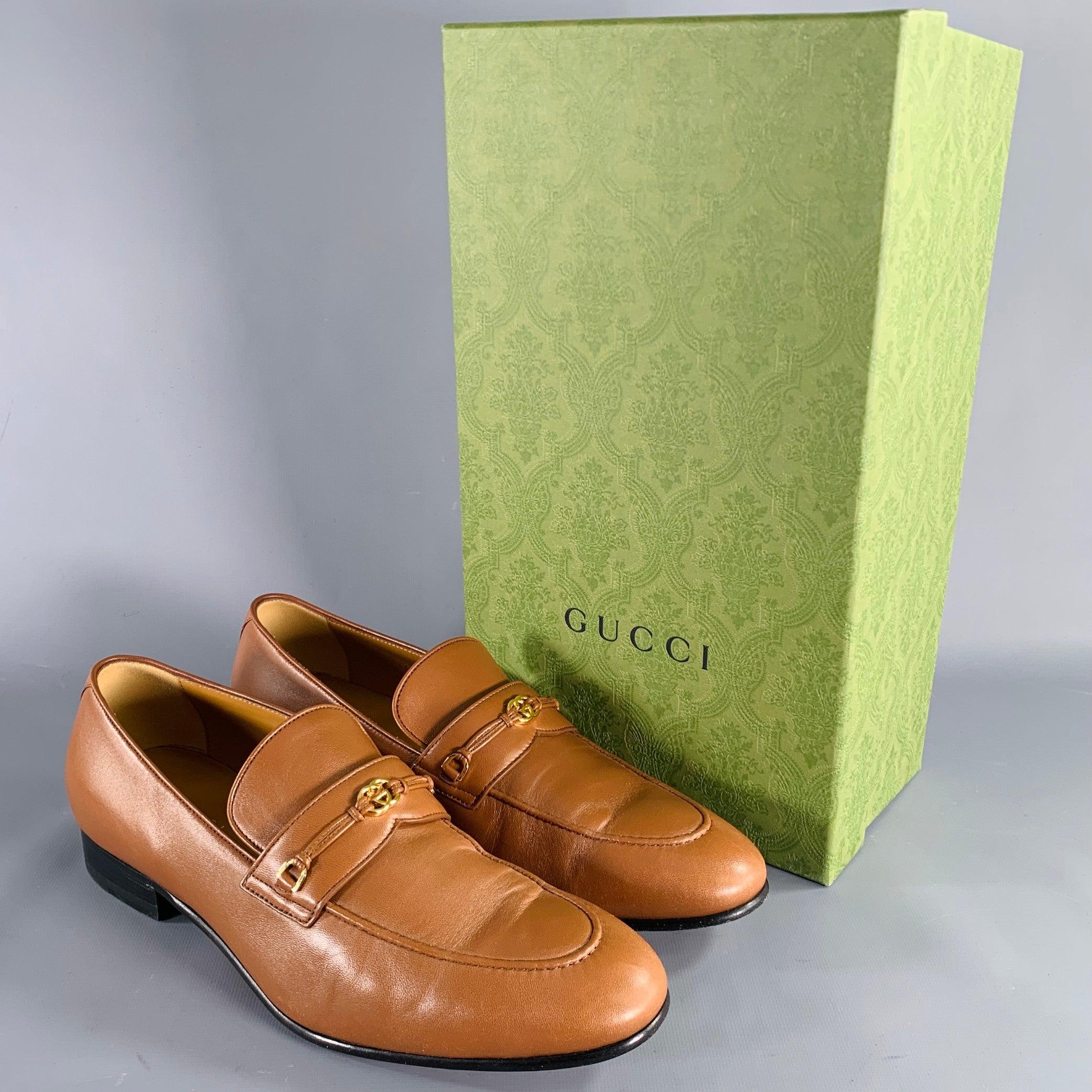 GUCCI Taglia 10,5 Pelle Tan Slip On Gucci 3