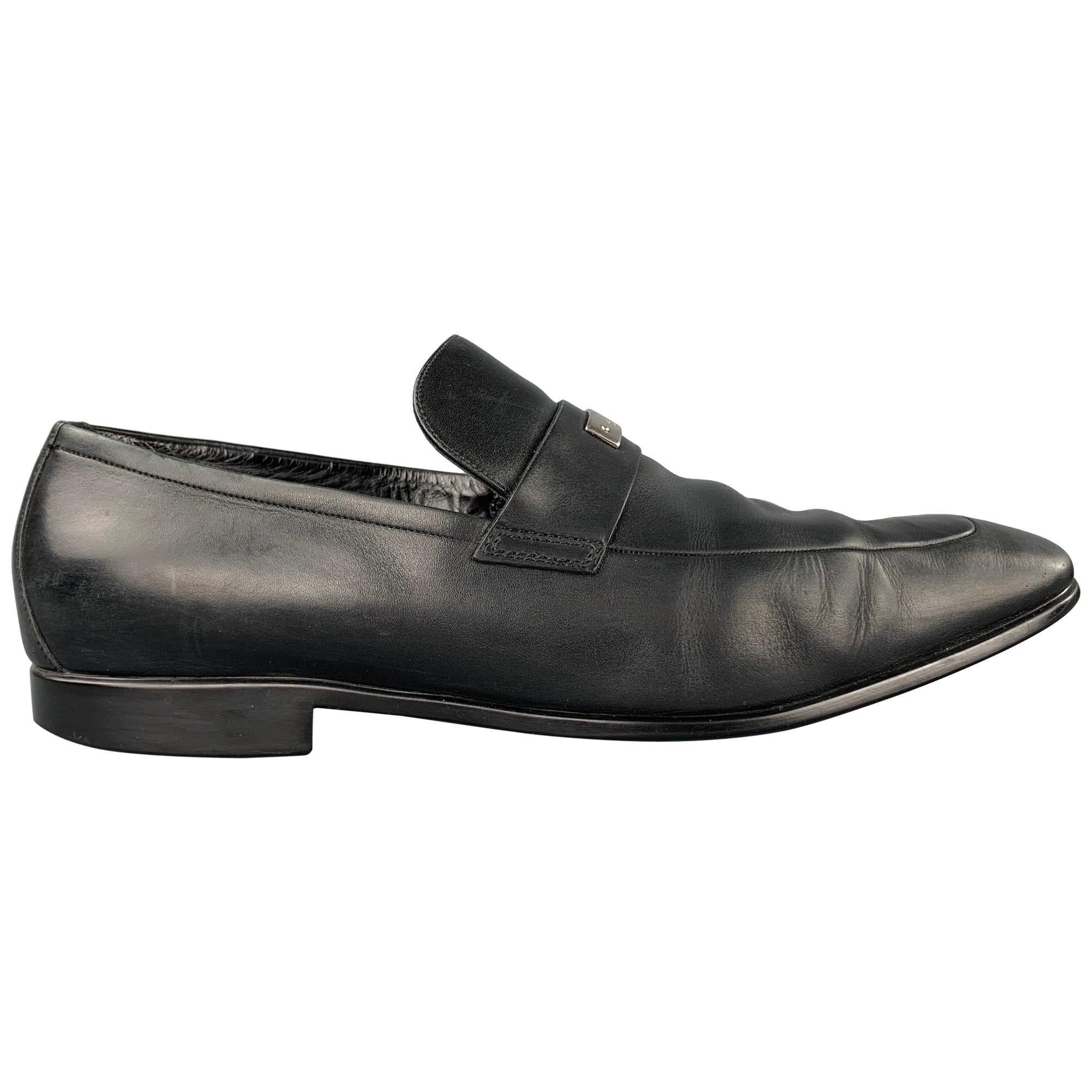 GUCCI Größe 11.5 Schwarz Leder Slip On Loafers