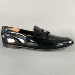 GUCCI Size 11.5 Black Patent Leather Tassel Loafers