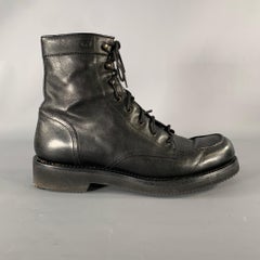 GUCCI Size 11.5 Black Solid Leather Military Boots
