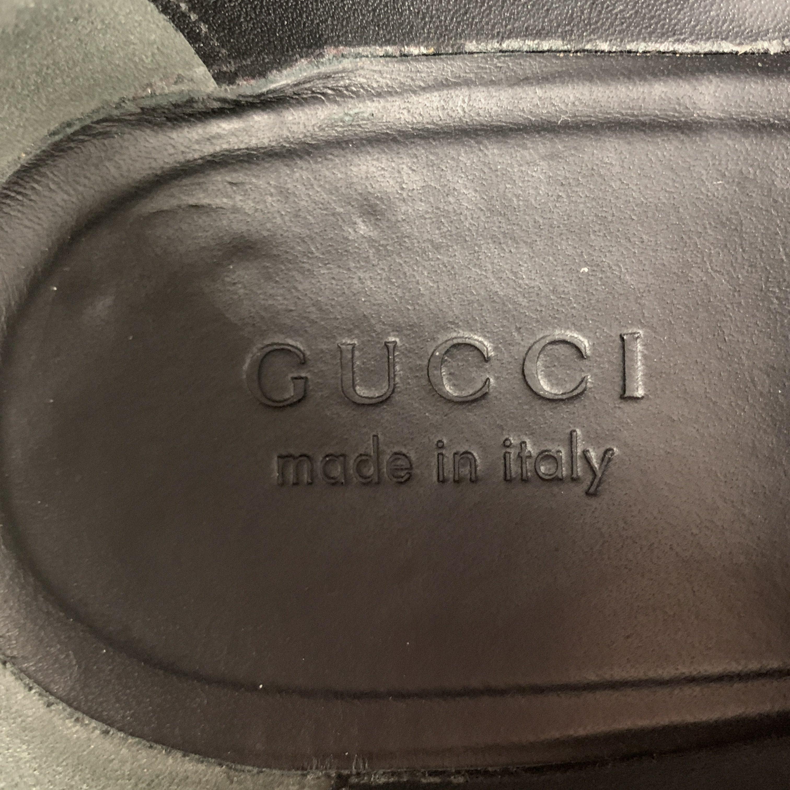 GUCCI Size 11.5 Black Wingtip Leather Double Monk Strap Loafers For Sale 7