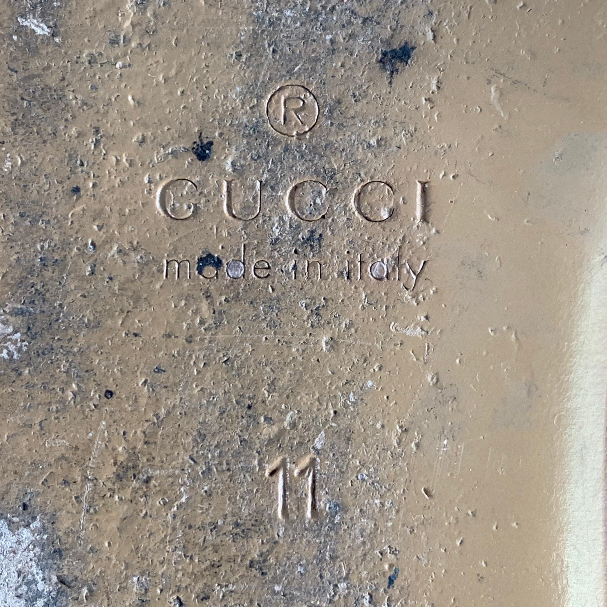 GUCCI Size 11.5 Guccissima Beige Rust Monogram Canvas Slip-On Loafers en venta 4