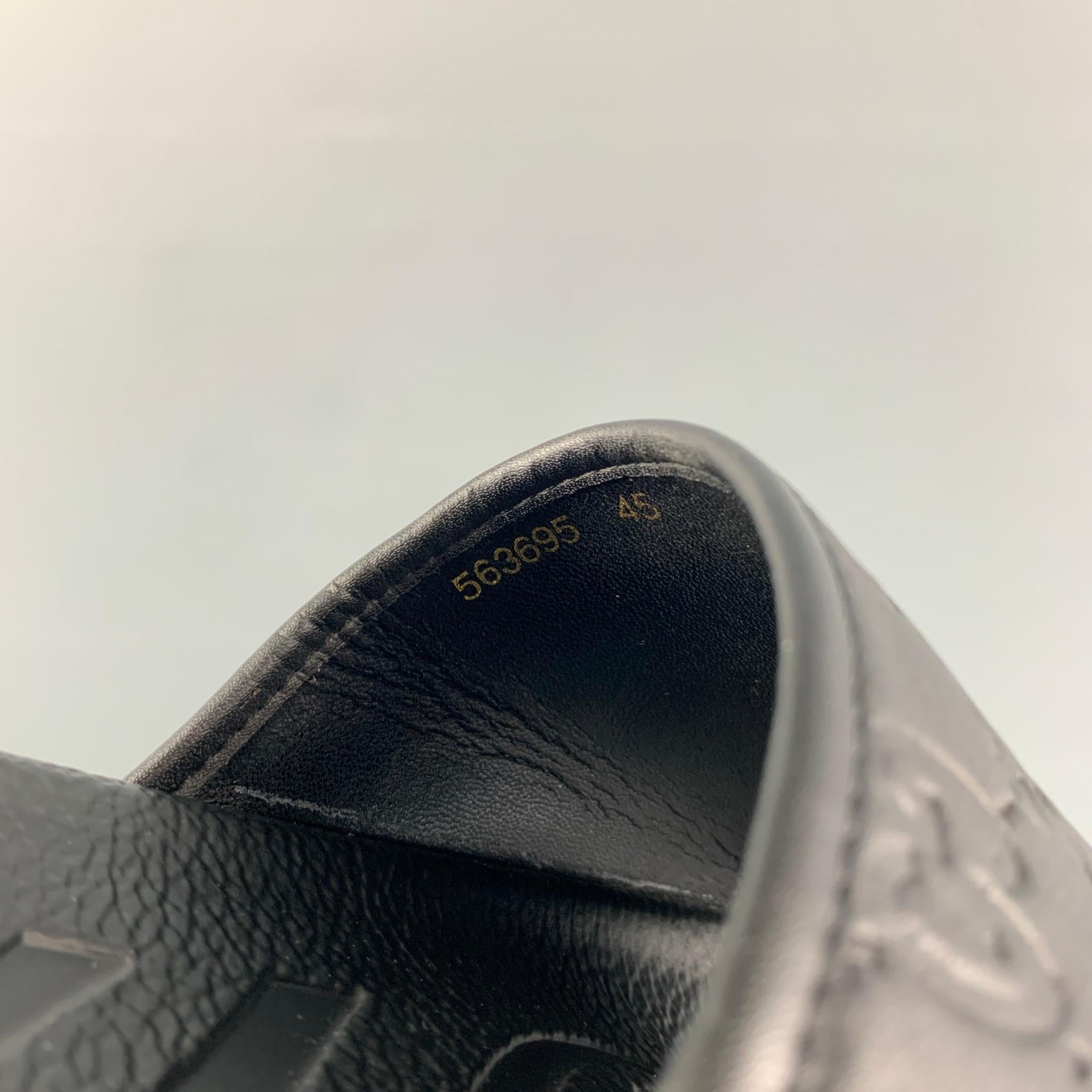 GUCCI Size 12 Black Monogram Leather Slide Sandals 2