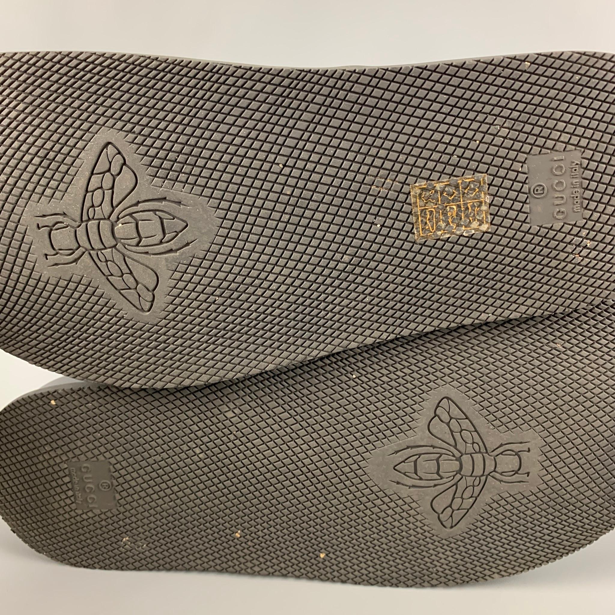 GUCCI Size 12 Black Monogram Leather Slide Sandals 3