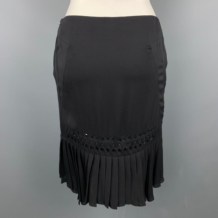 GUCCI Size 2 Black Beaded Silk Pleated Skirt For Sale at 1stDibs | silk  pleated skirts