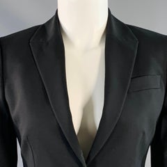 GUCCI Size 2 Black Wool Blend Peak Lapel Jacket Blazer