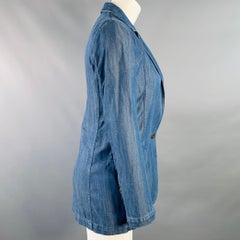 GUCCI Size 2 Blue Lyocell Twill Notch Lapel Single Button Jacket Blazer