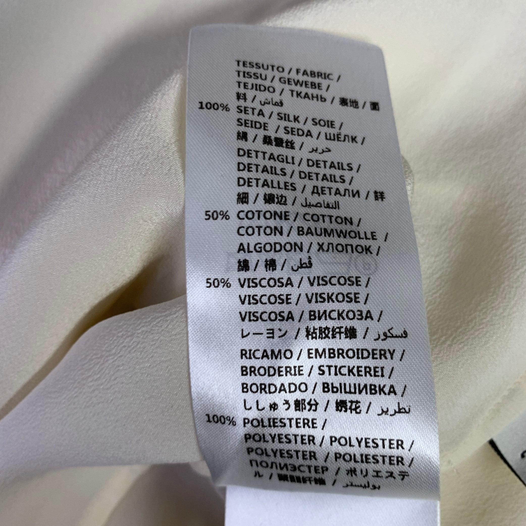GUCCI Size 2 Cream Red Blue Silk Embellishment Pussybow Honeybees Blouse For Sale 4