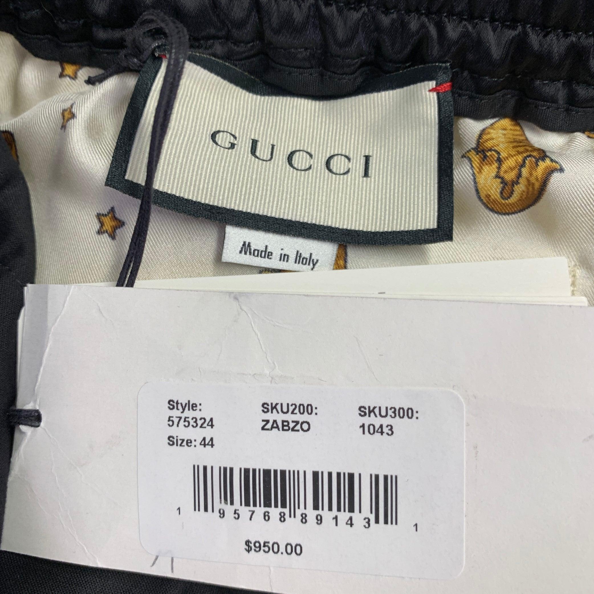 Men's GUCCI Size 28 Black Beige Monogram Acorns Acetate Joggers Shorts For Sale