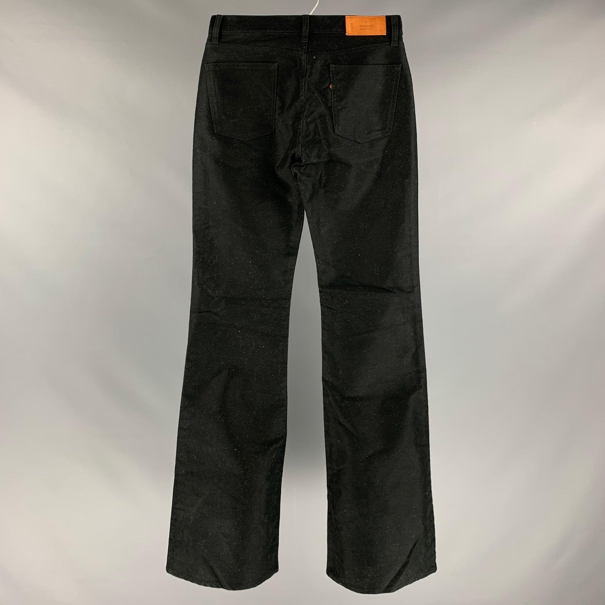 GUCCI Size 28 Black Cotton Bootcut Jeans In Good Condition For Sale In San Francisco, CA