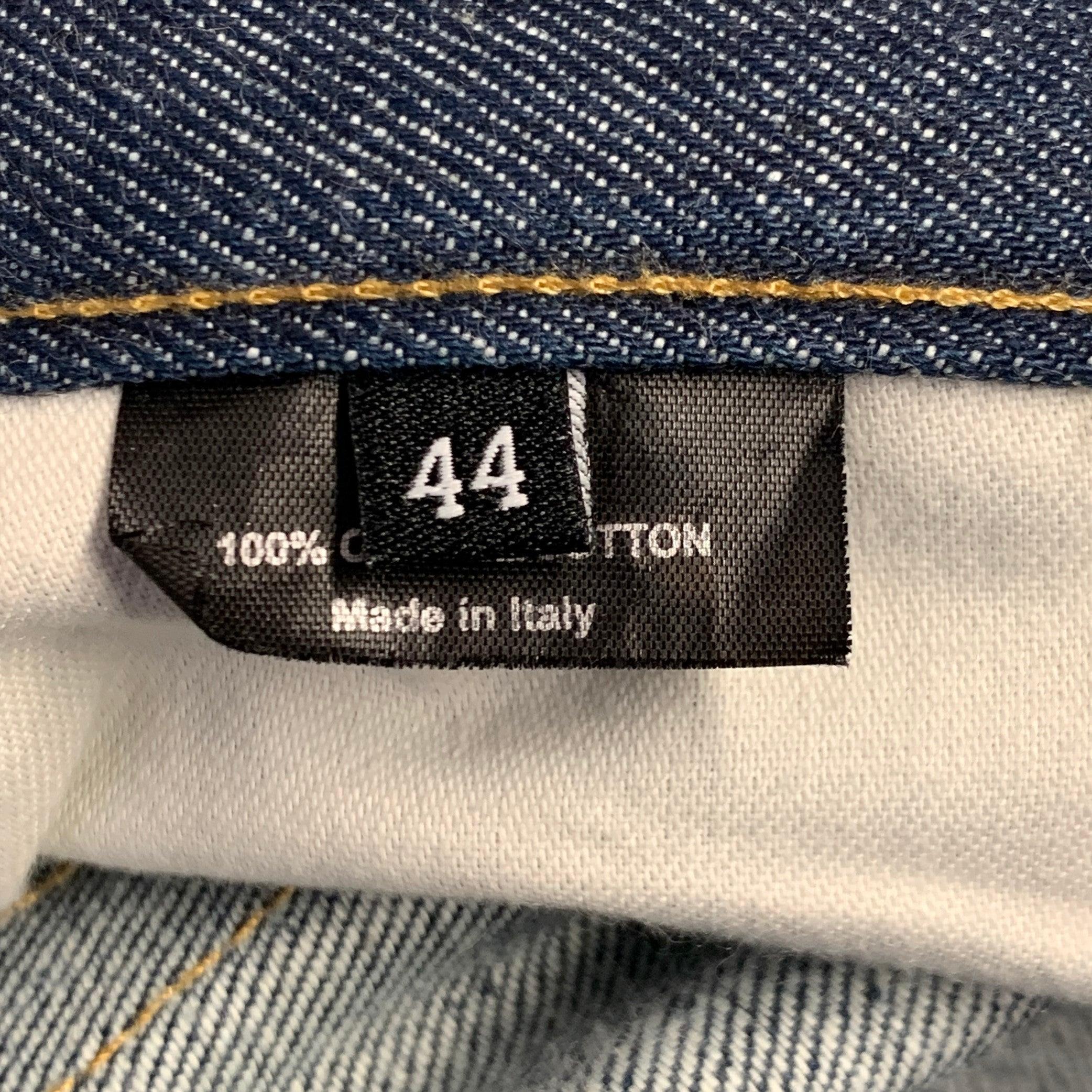 Gucci Taille 28 Blue Contrast Stitch by Stitch Cotton Straight Button Fly Jeans Excellent état - En vente à San Francisco, CA