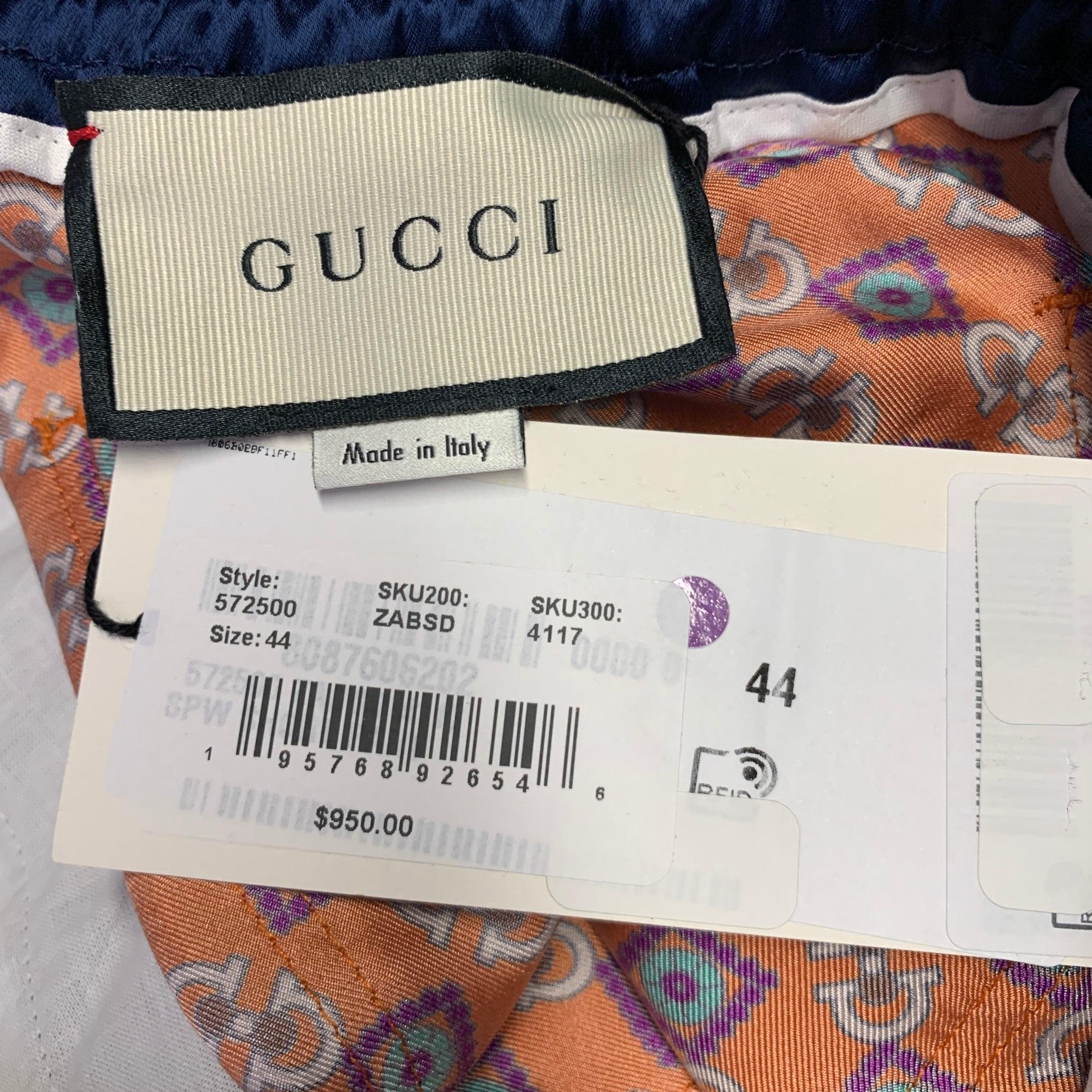 GUCCI Taglia 28 Blu Arancione Monogram Acetato Pantaloncini Joggers In condizioni ottime in vendita a San Francisco, CA