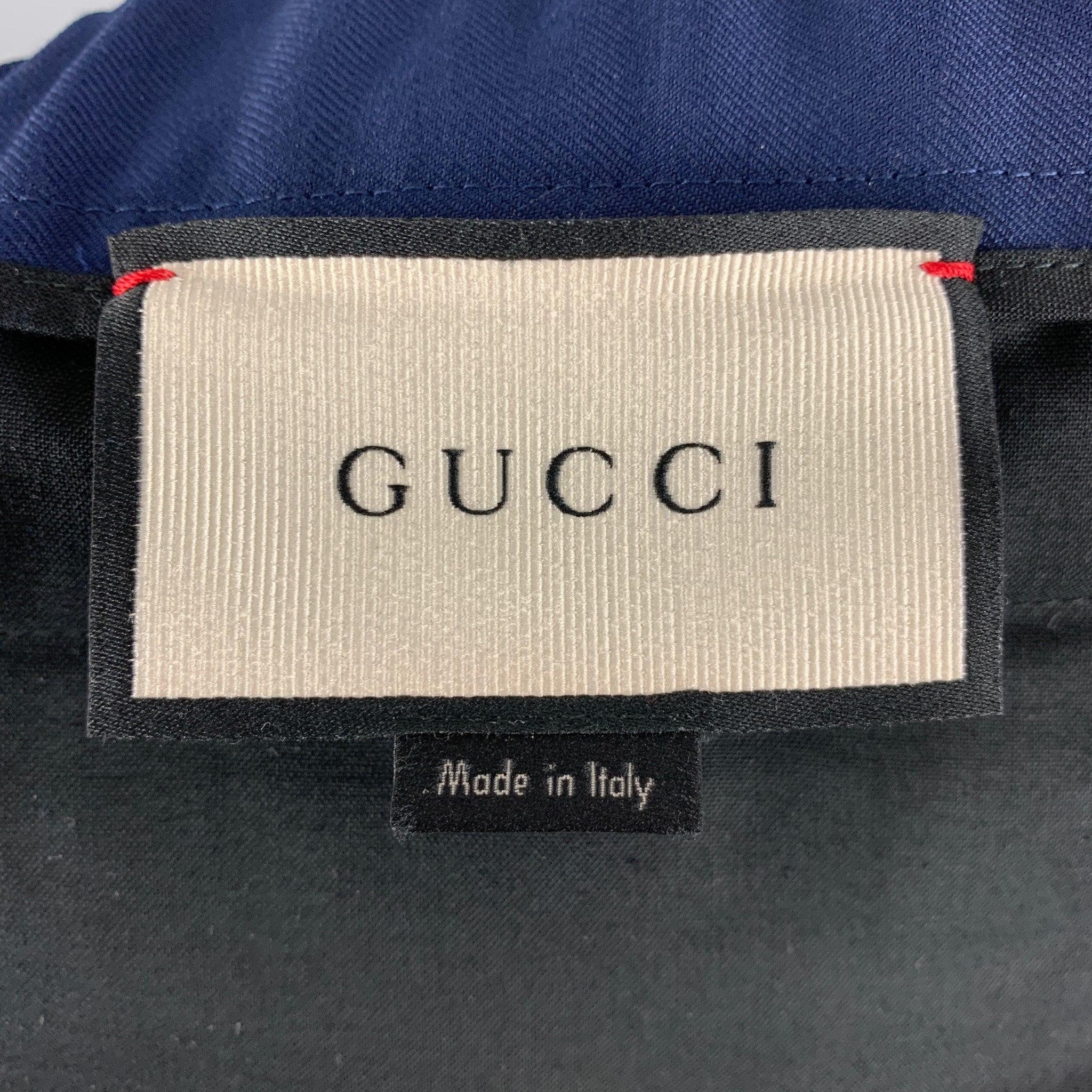 GUCCI Size 30 Blue Navy Solid Wool Mohair Elastic Waistband Casual Pants For Sale 1