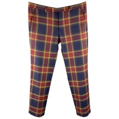 GUCCI Size 30 Multi-Color Plaid Wool Button Fly Dress Pants