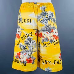Gucci taglia 30 bermuda in cotone hawaiano giallo multicolore