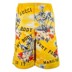 GUCCI Short Bermuda hawaïen jaune multicolore, taille 30