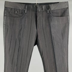 GUCCI Size 32 Black Stripe Cotton Silk Tuxedo Dress Pants