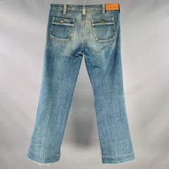GUCCI Size 32 Blue Wash Cotton Wide Leg Straight Selvedge Jeans