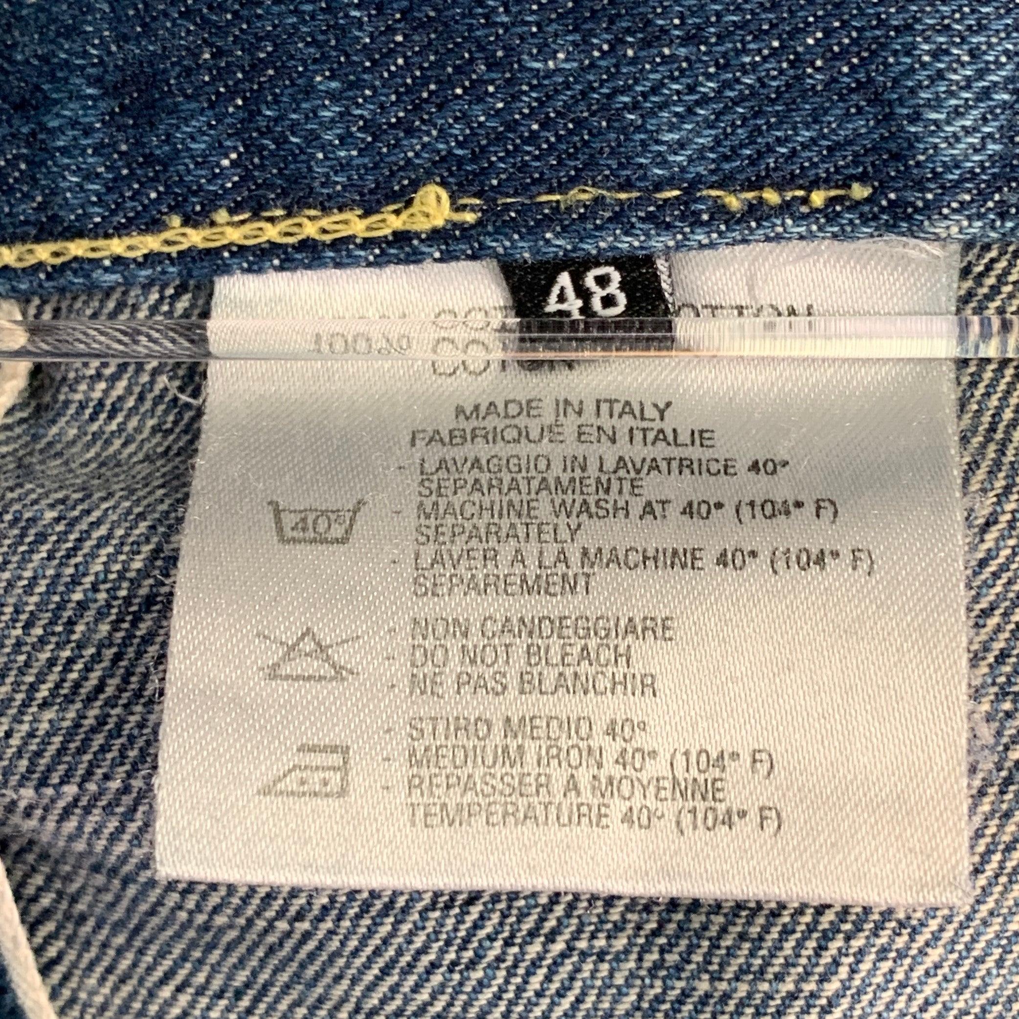 Men's GUCCI Size 32 Blue Wash Cotton Wide Leg Straight Selvedge Jeans For Sale
