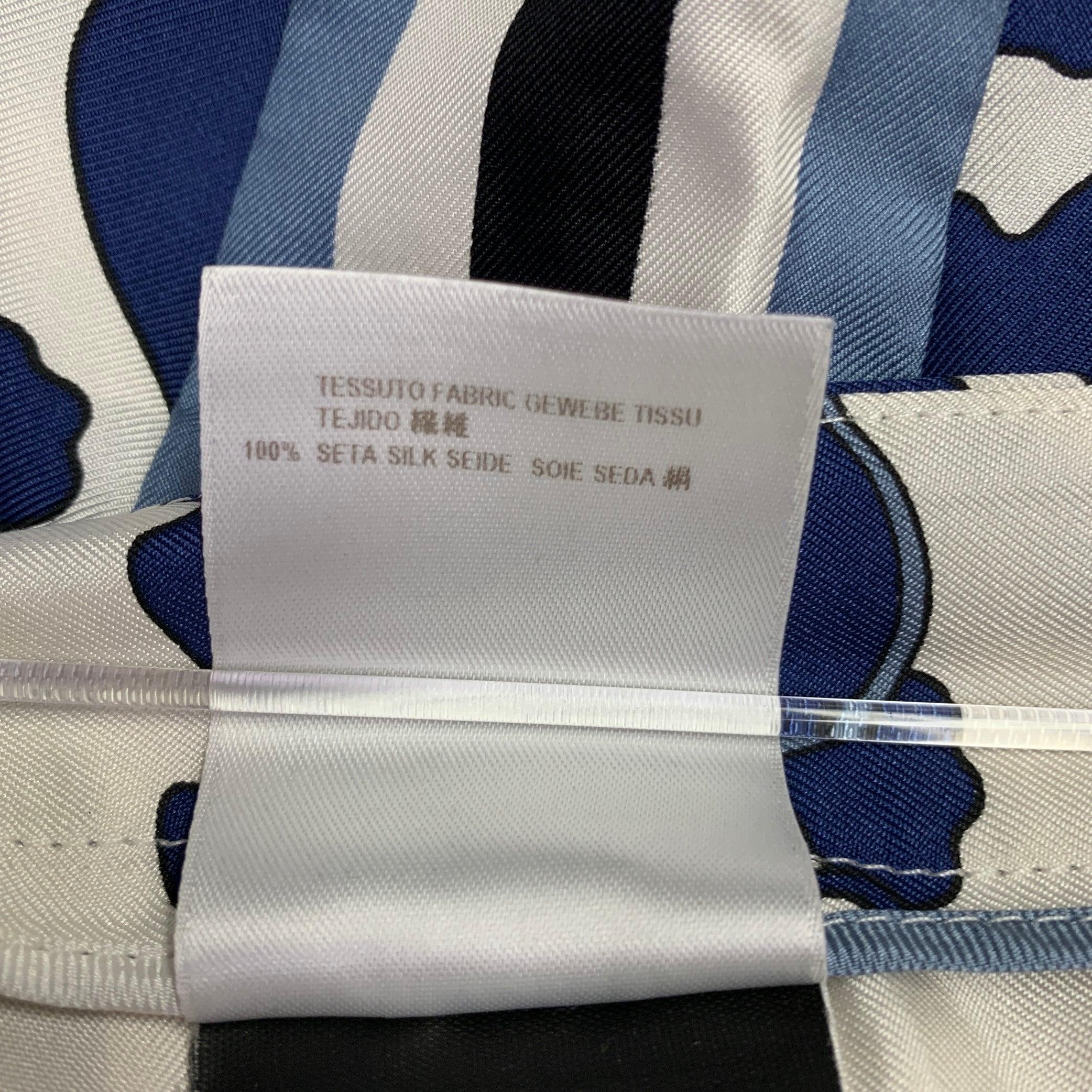 GUCCI Size 32 Blue White Floral Silk Elastic Waistband Casual Pants For Sale 2