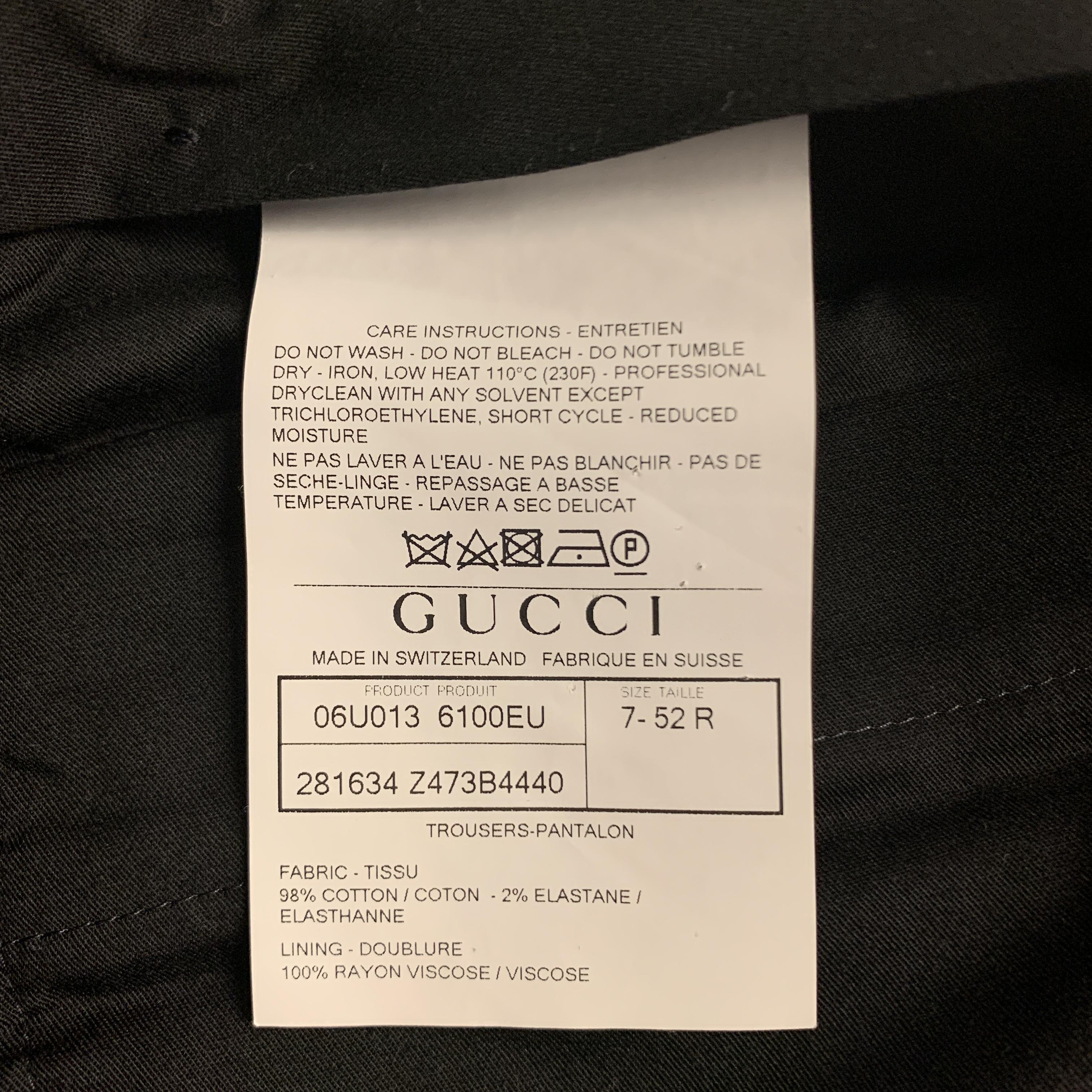 GUCCI Size 32 Navy Solid Cotton Tuxedo Dress Pants 3