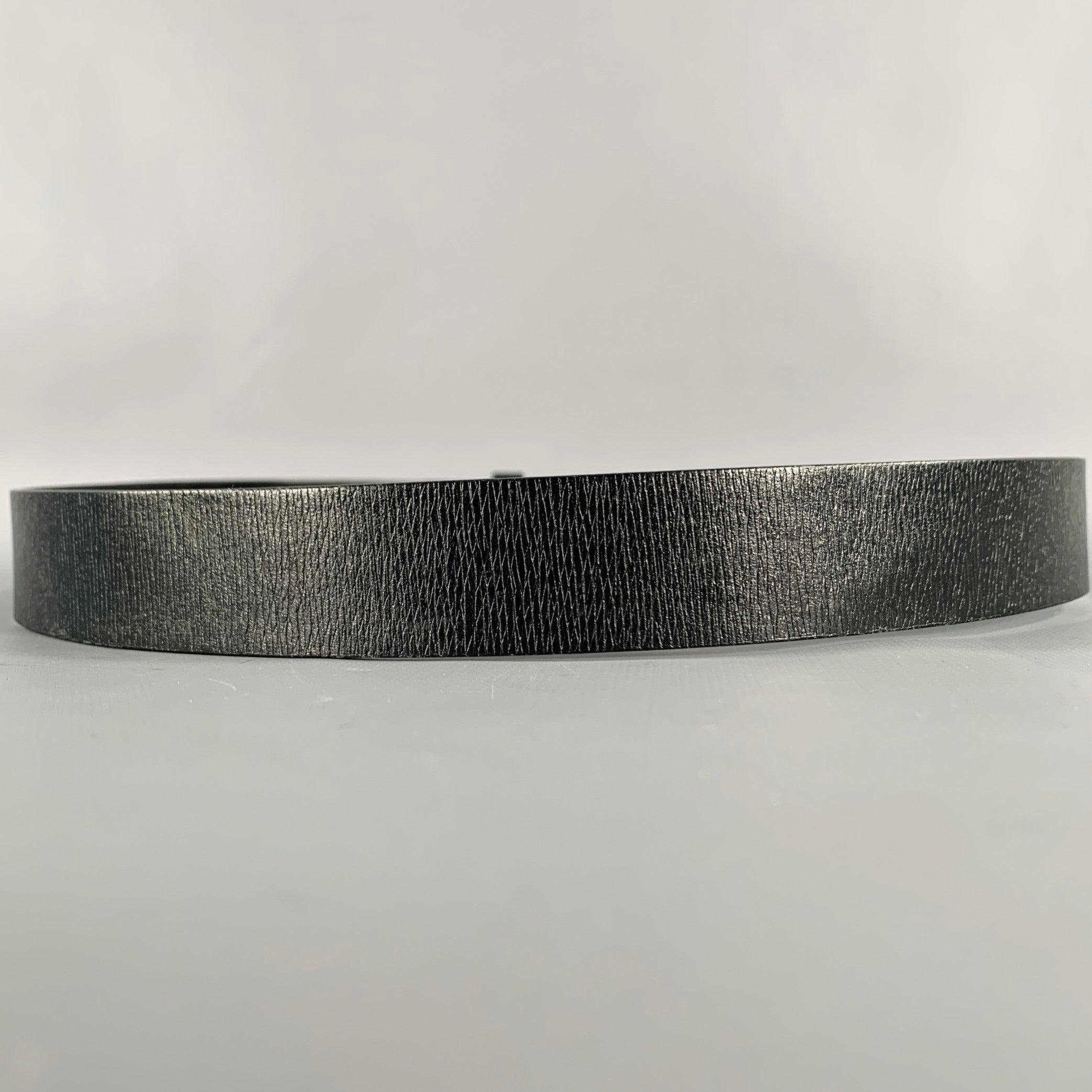 Men's GUCCI Size 34 Black Silver Leather Belt