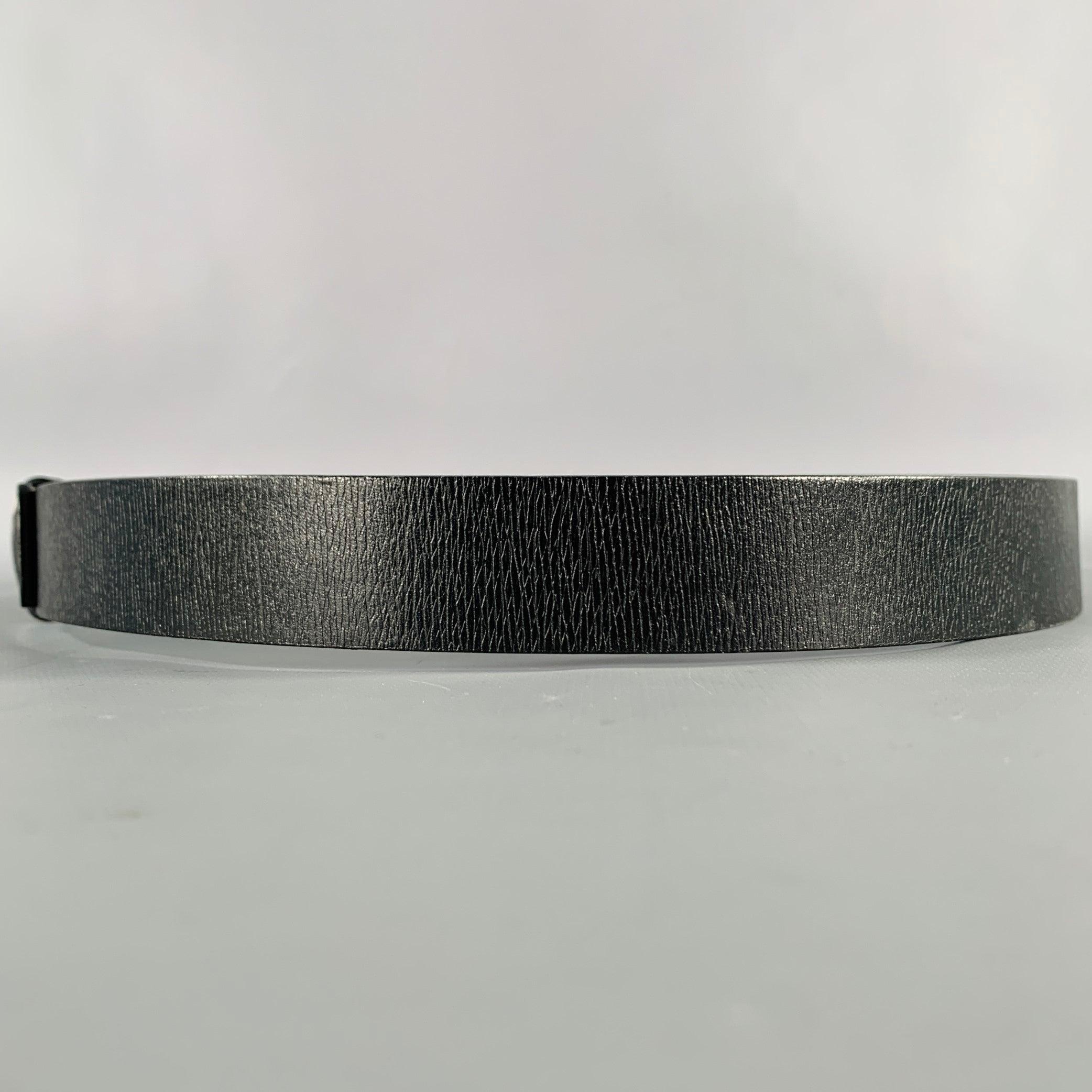 GUCCI Size 34 Black Silver Leather Belt 1