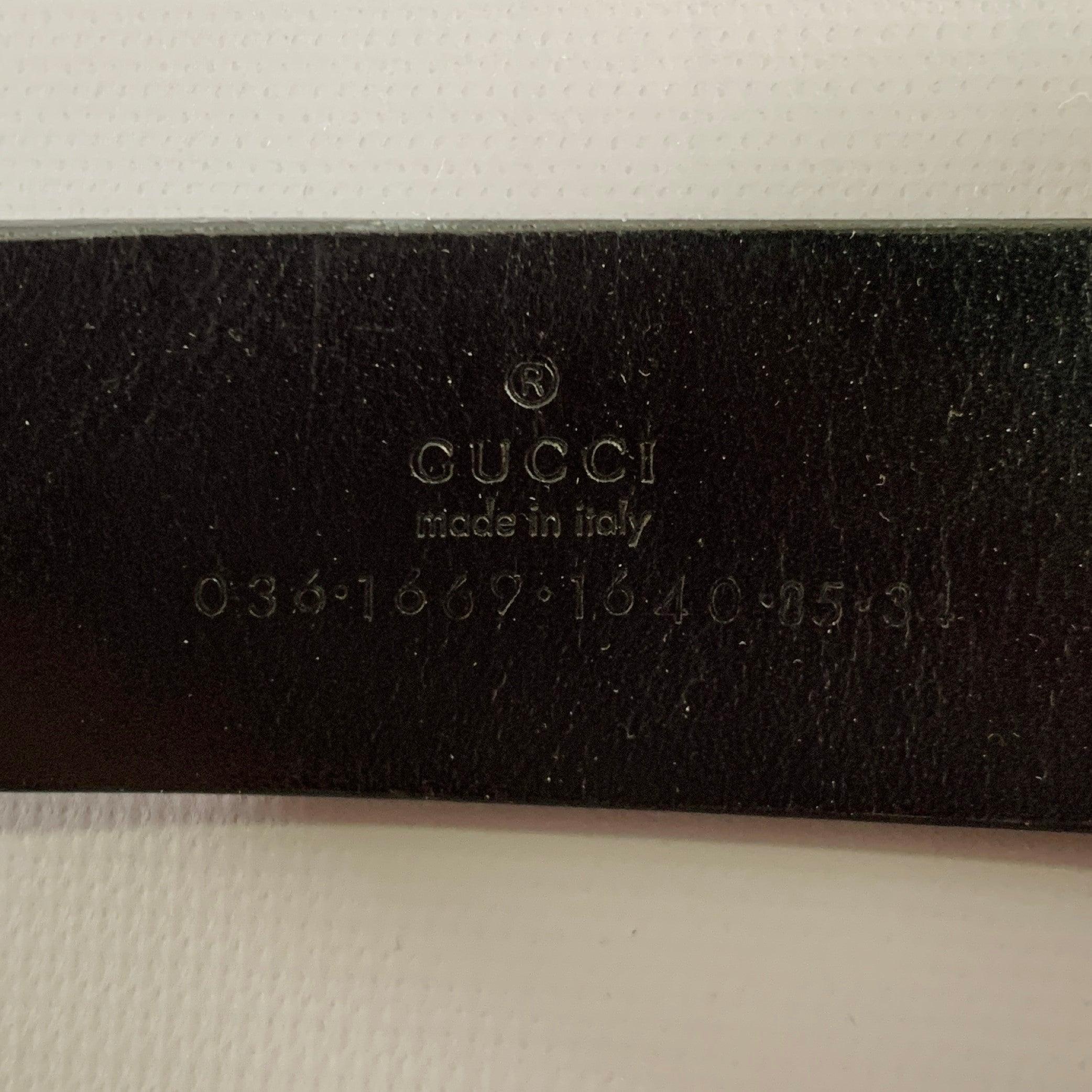 GUCCI Size 34 Black Silver Leather Belt 2
