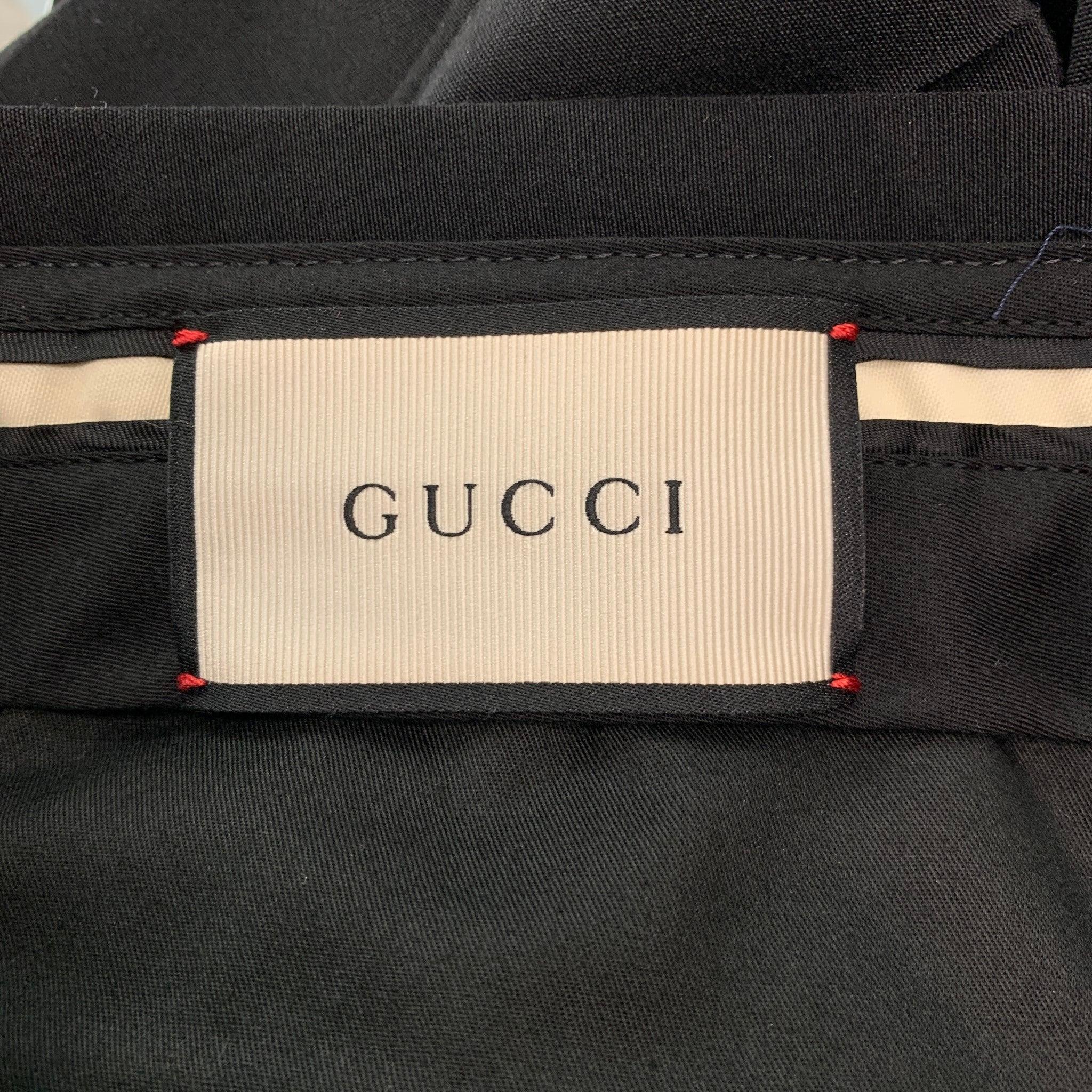 GUCCI Size 34 Black Wool Flat Front Dress Pants In Good Condition In San Francisco, CA