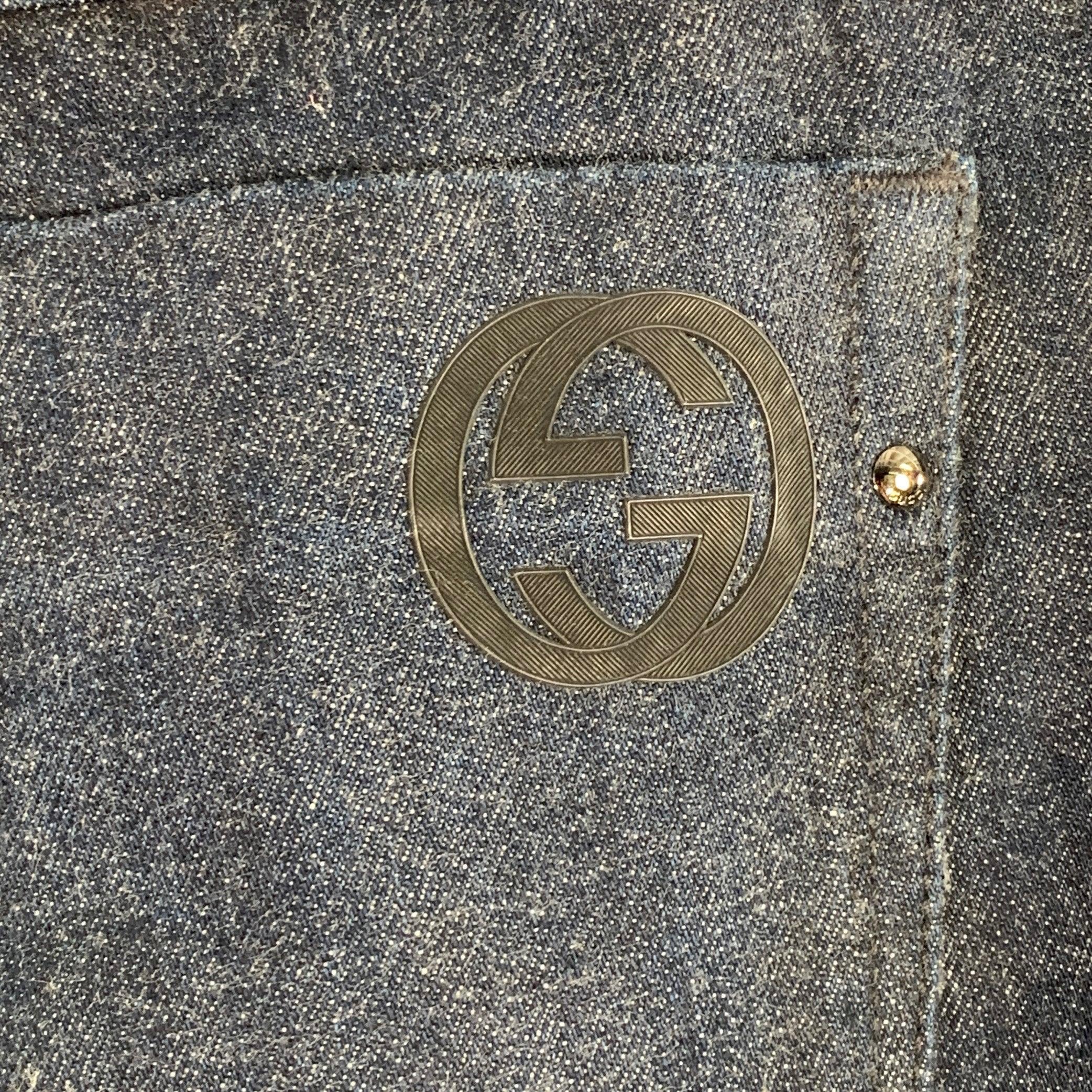 Black GUCCI Size 34 Indigo Cotton Straight Five Pockets Button Fly Jeans