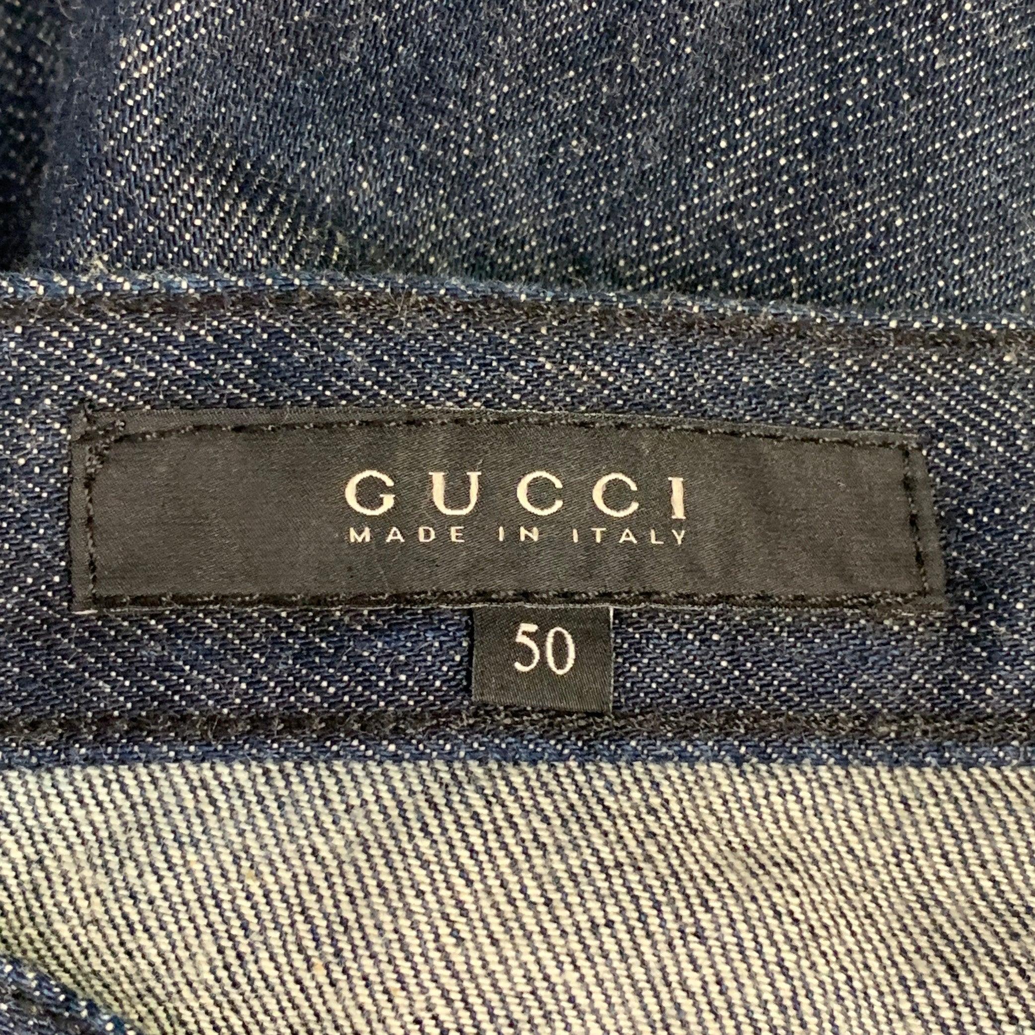 GUCCI Size 34 Indigo Cotton Straight Five Pockets Button Fly Jeans In Excellent Condition In San Francisco, CA
