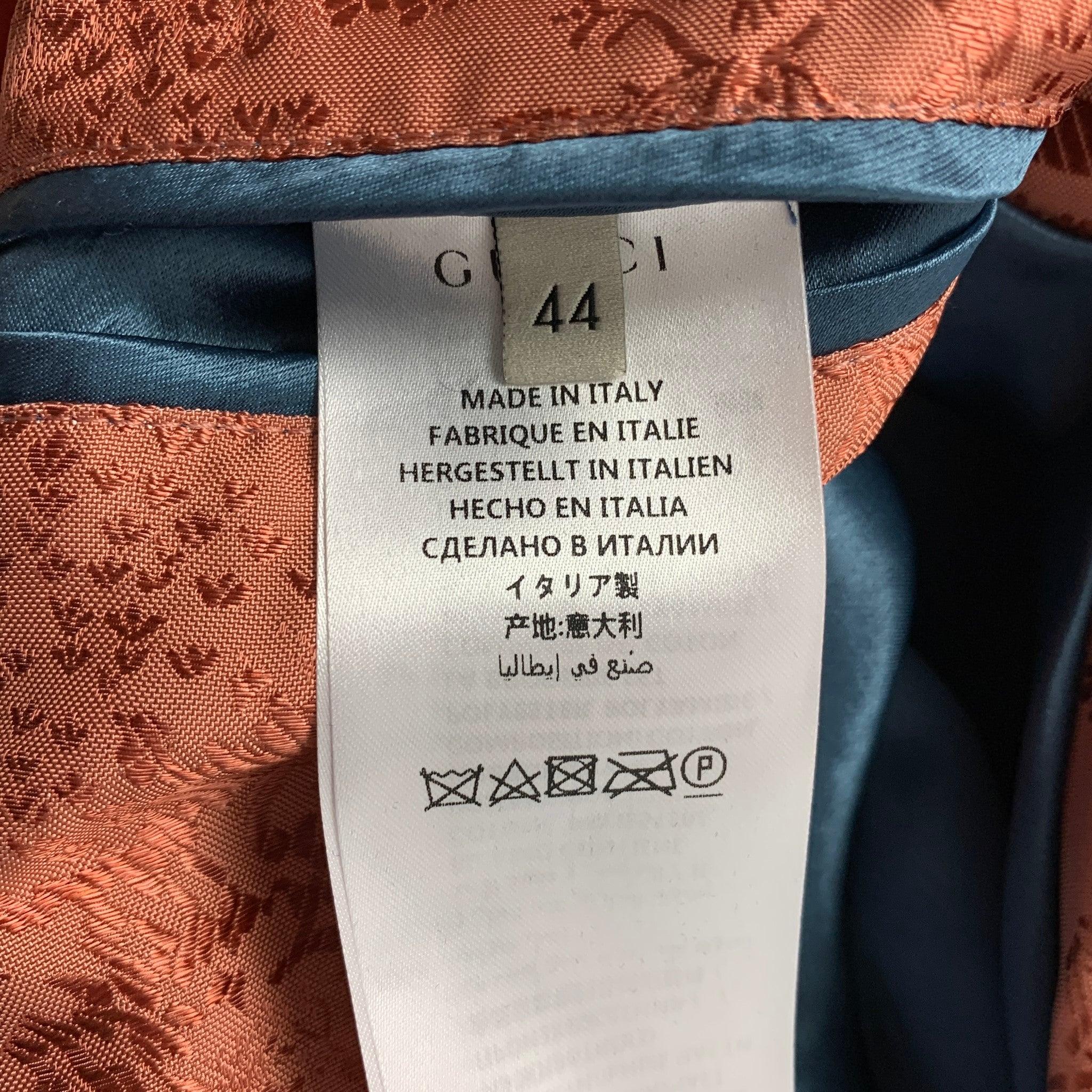 Men's GUCCI Size 34 Multicolor Floral&Koi Carp Embroidery Satin Varsity Bomber Jacket