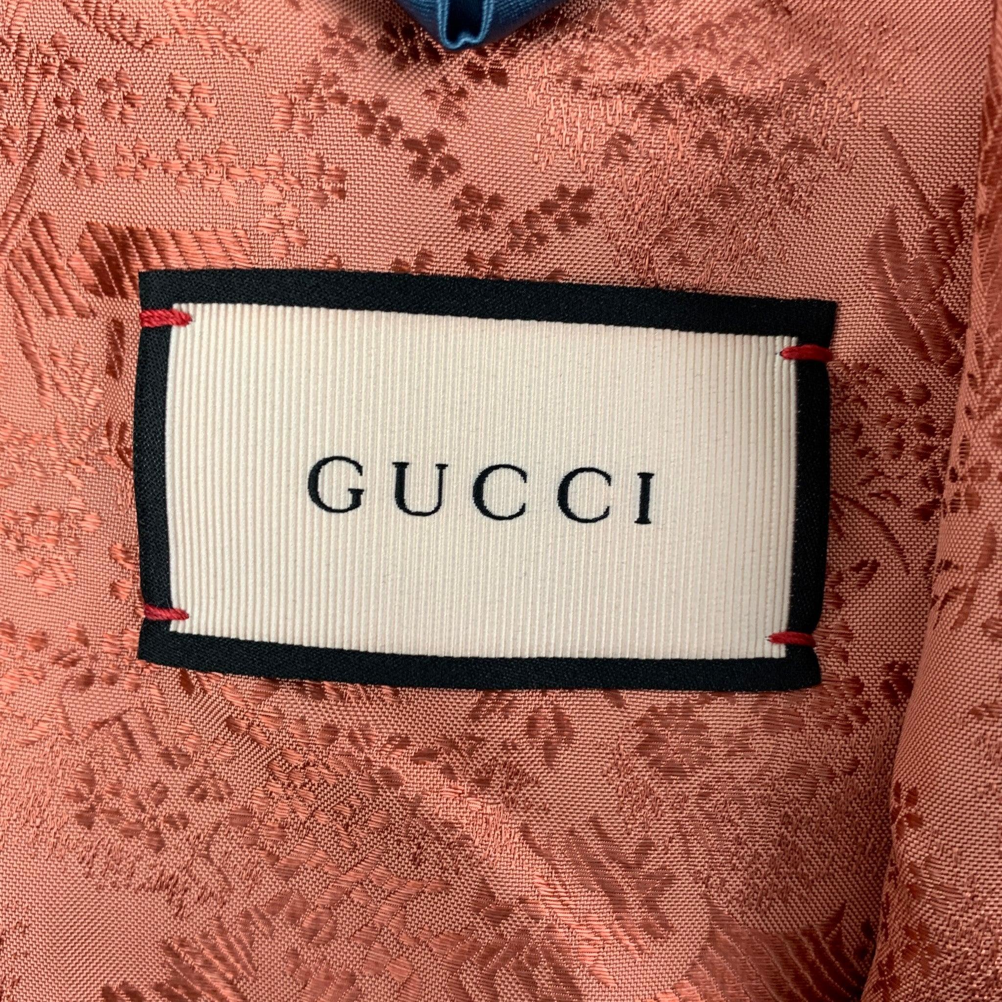 GUCCI Size 34 Multicolor Floral&Koi Carp Embroidery Satin Varsity Bomber Jacket 4