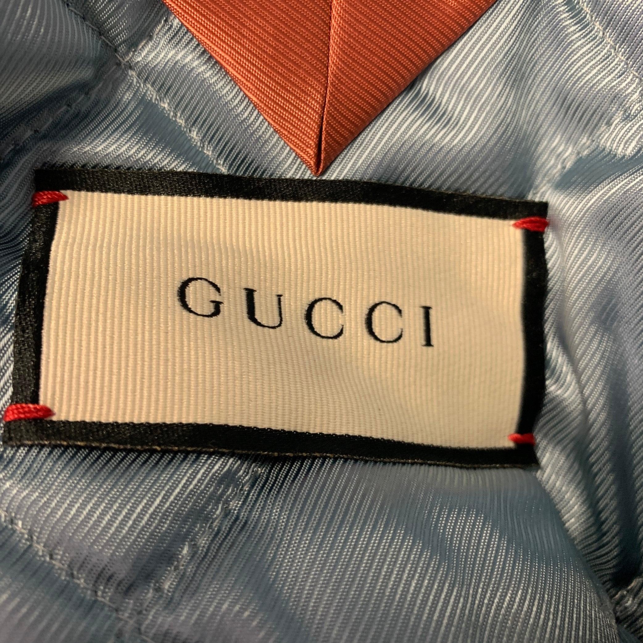 GUCCI Blouson en soie graphique beige multicolore, taille 36 en vente 1