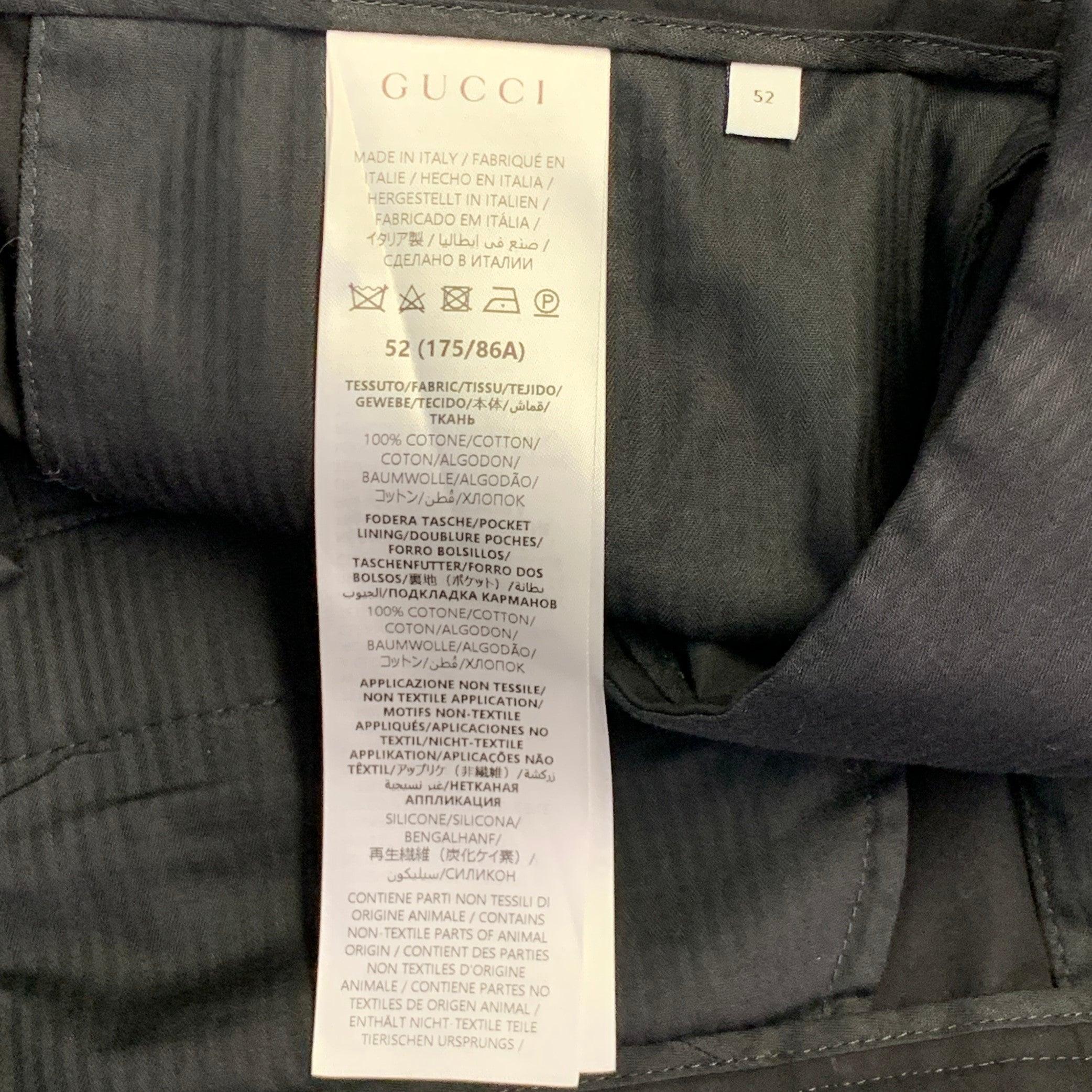 GUCCI Size 36 Black Cotton Flat Front Casual Pants For Sale 1