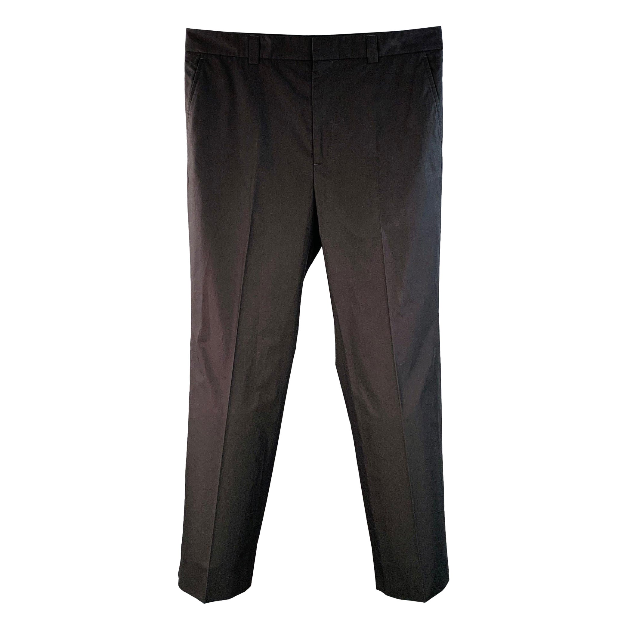 GUCCI Size 36 Black Cotton Flat Front Casual Pants