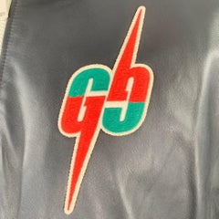 GUCCI Size 36 Black Red Color Block Lambskin Leather Varsity Jacket