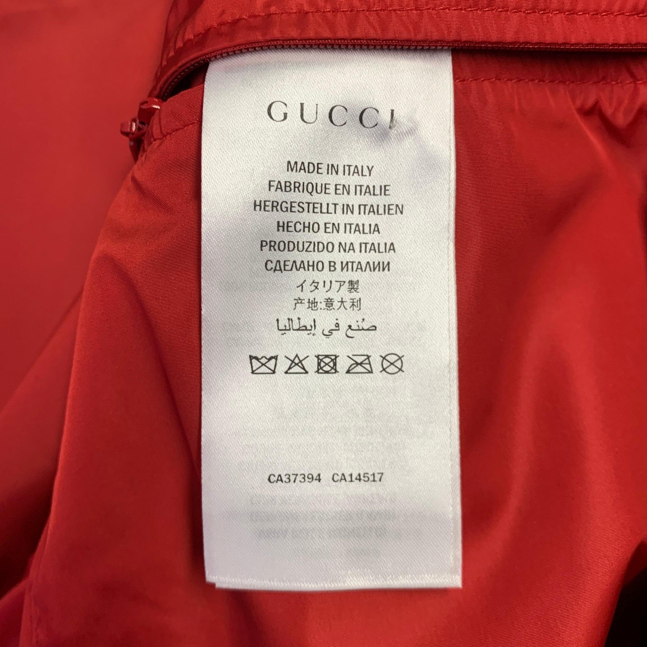 Gucci Taille 36 Black Red Color Block Lambskin Leather Varsity Jacket en vente 2