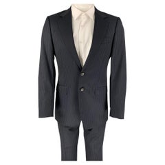 GUCCI Size 36 Navy Grey Pinstripe Wool Notch Lapel Suit