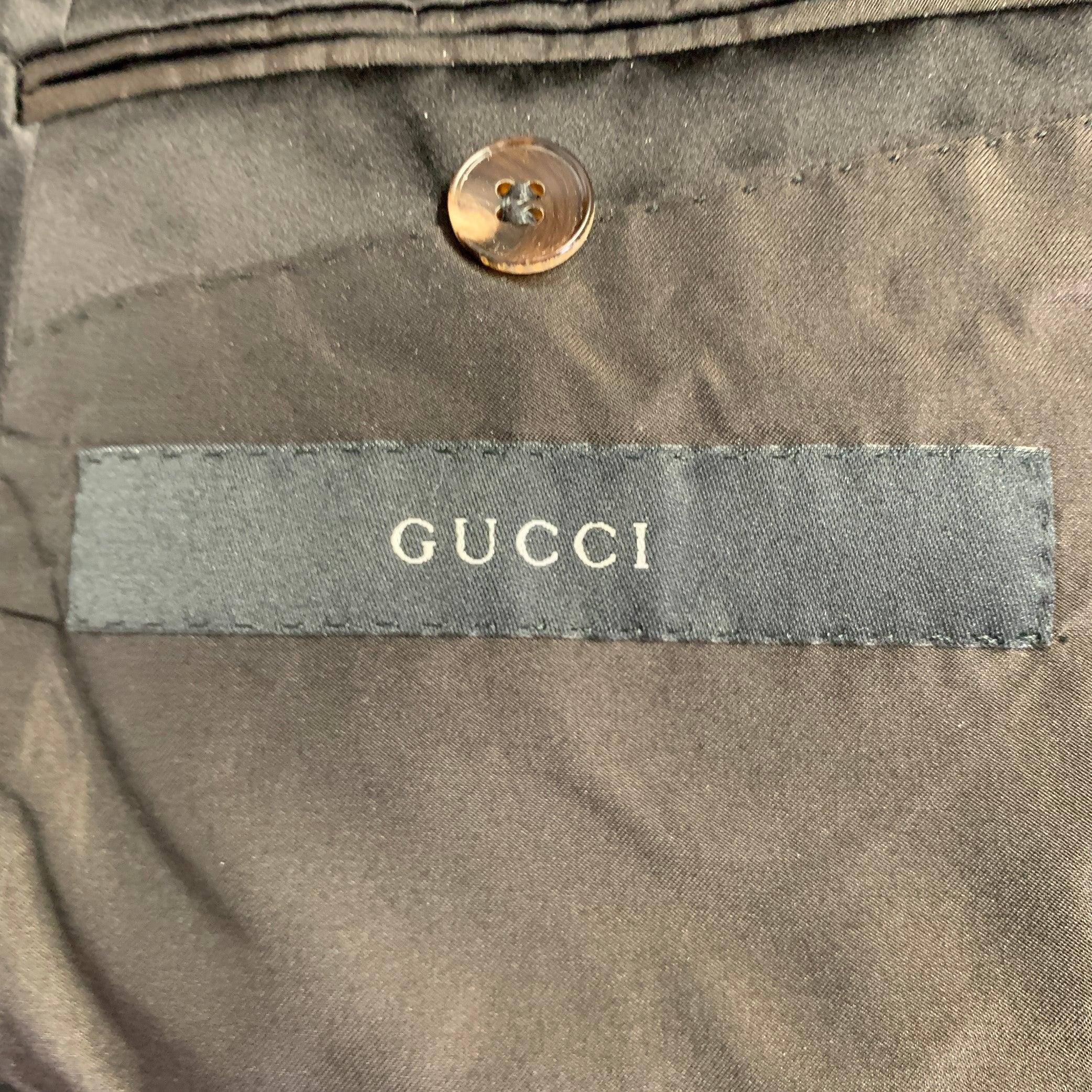 GUCCI Size 38 Black Grey Graphic Silk Tuxedo Sport Coat For Sale 4