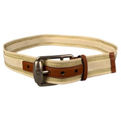 GUCCI Size 38 Gold Brown Ribbon Belt