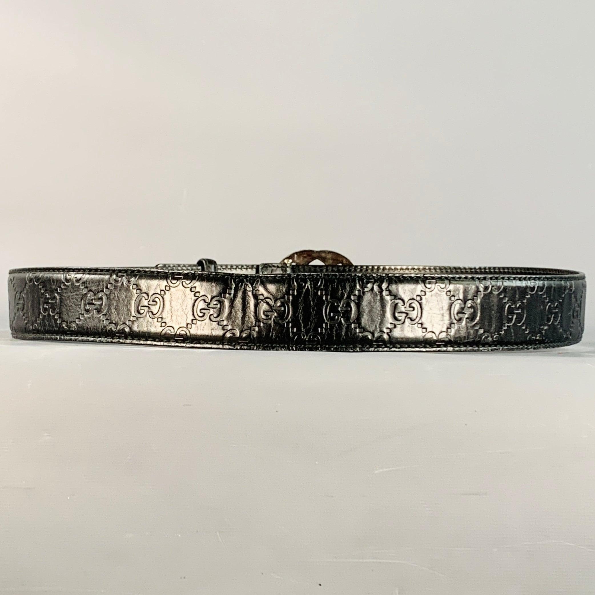 Gucci Taglia 38 Cintura in pelle nera Monogram GG con fibbia In condizioni buone in vendita a San Francisco, CA