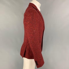 GUCCI Size 38 Red Multi-Color Tweed Wool Notch Lapel Sport Coat
