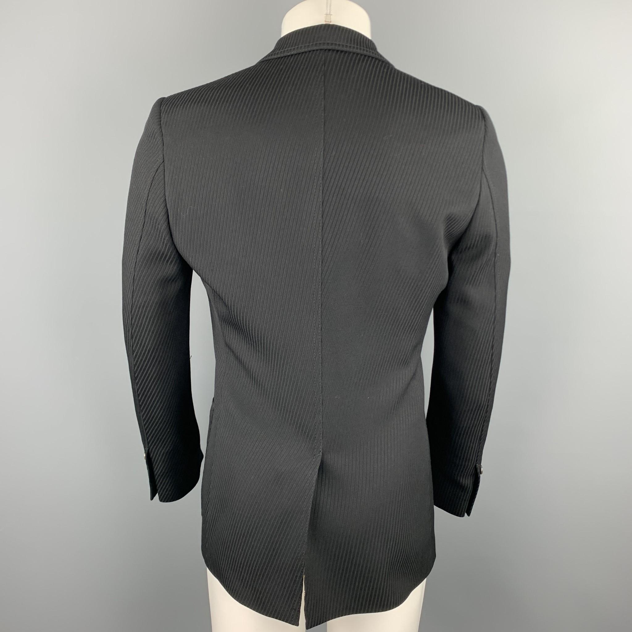 GUCCI Size 38 Regular Black Textured Wool Notch Lapel Sport Coat 1