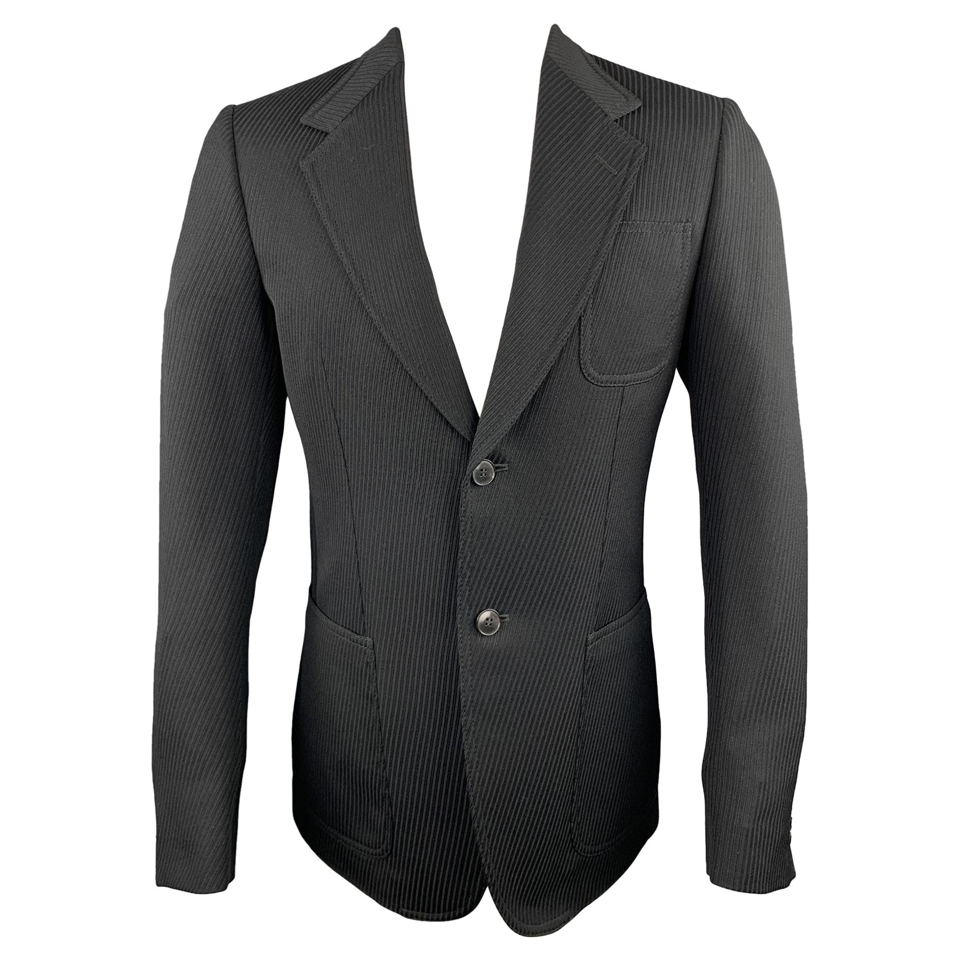 GUCCI Size 38 Regular Black Textured Wool Notch Lapel Sport Coat
