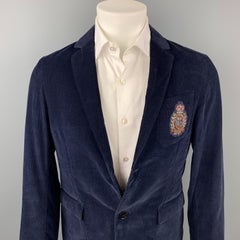 GUCCI Size 38 Regular Navy Corduroy Cotton Single Breasted Sport Coat